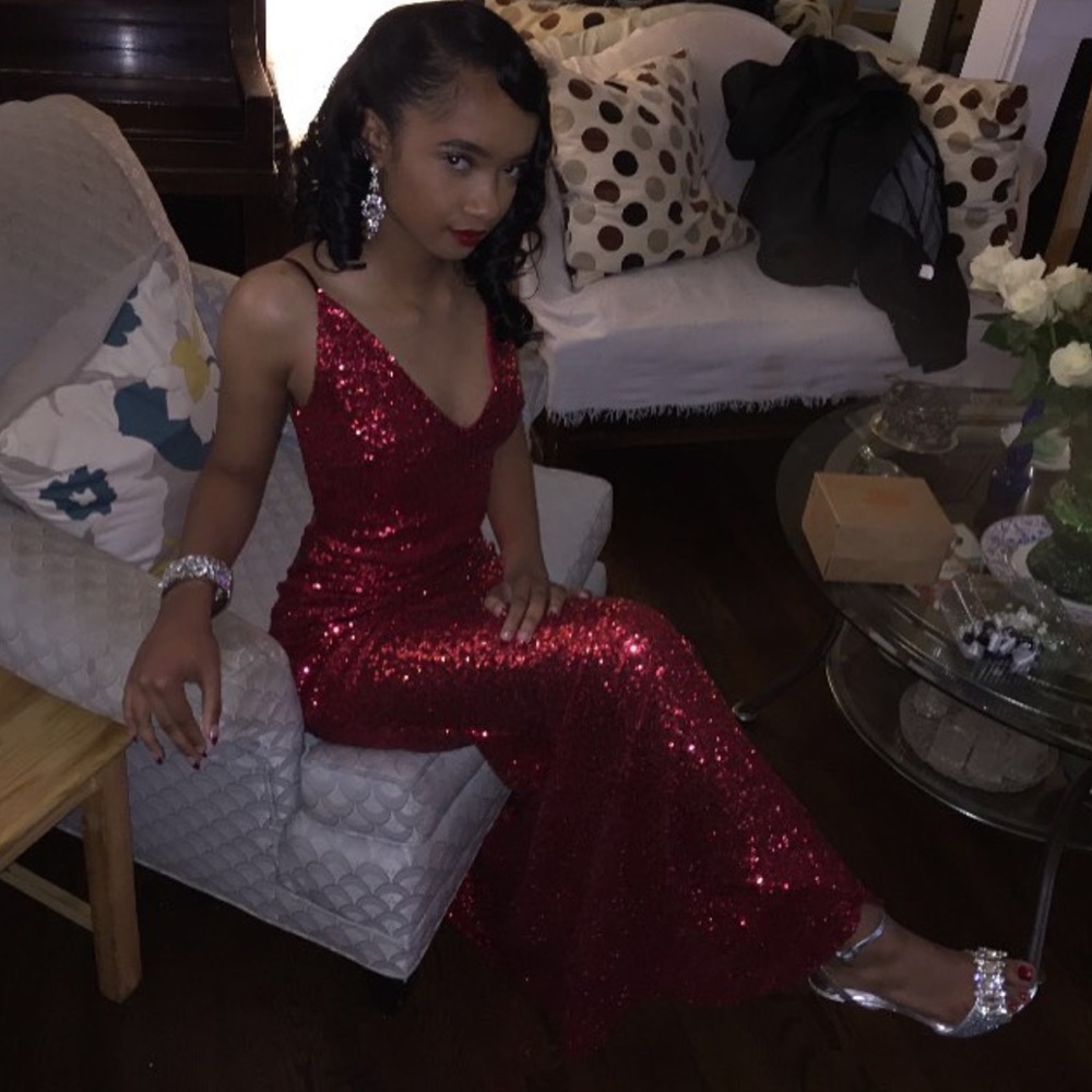Gorgeous Wine Red Sequin Prom Dress